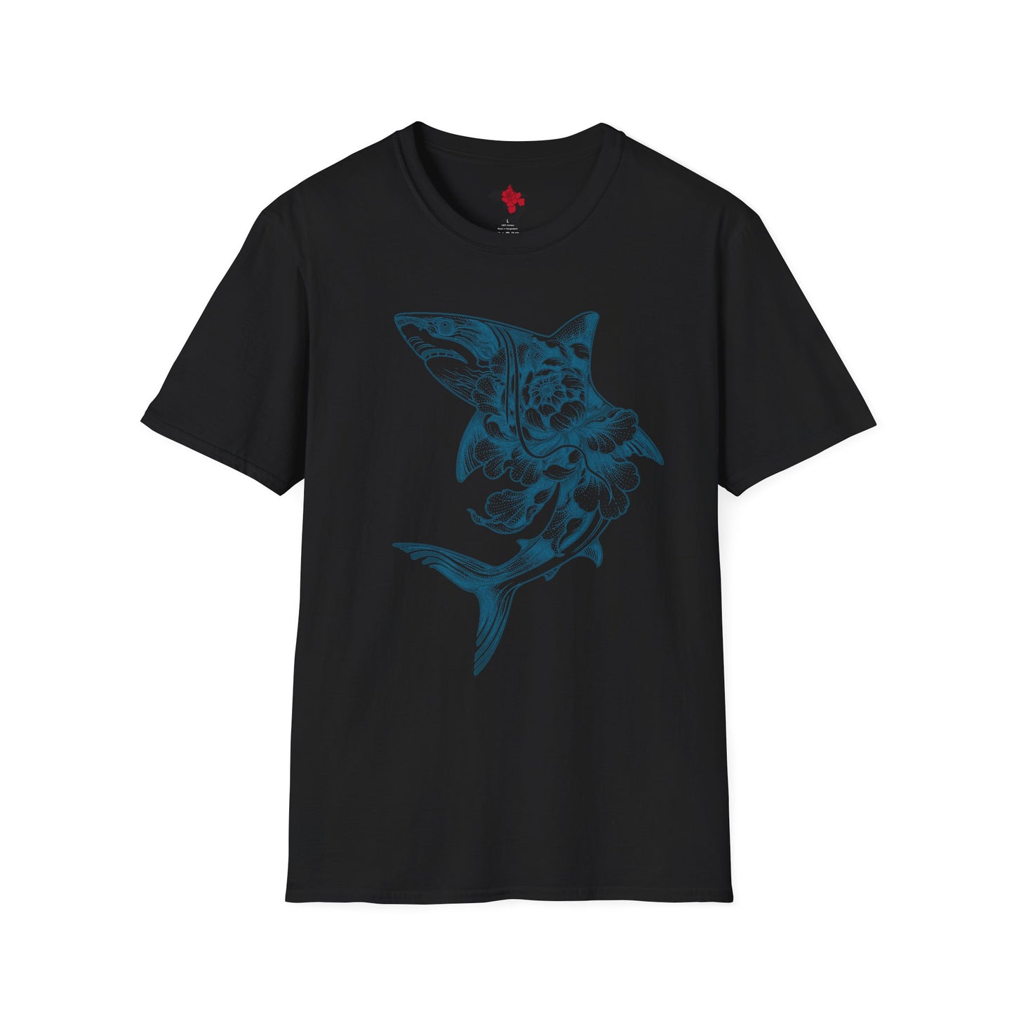 Saku Same - Blooming Shark Graphic Tee - Coastal Tattoo-Inspired T-Shirt