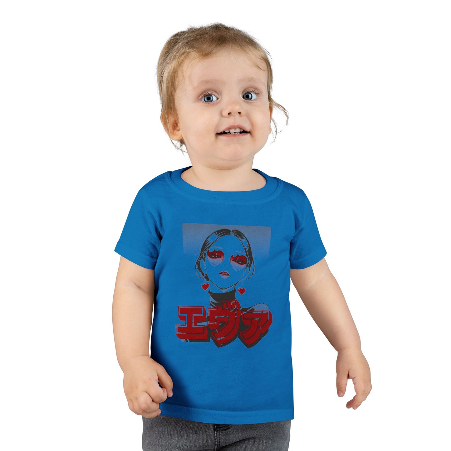 Toddler T-Shirt  - Saku Same - Eva - Edgy Anime Girl Graphic with Red Japanese Text (Eva)