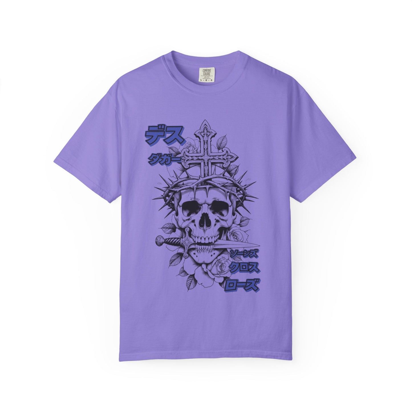 Saku Same - Skull & Rose T-Shirt Japanese Text Graphic Tee