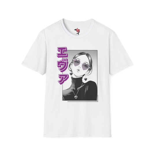 Saku Same - Eva - Anime Girl Portrait T-Shirt with Japanese Text Eva  (エヴァ) — Retro Cool Graphic Tee