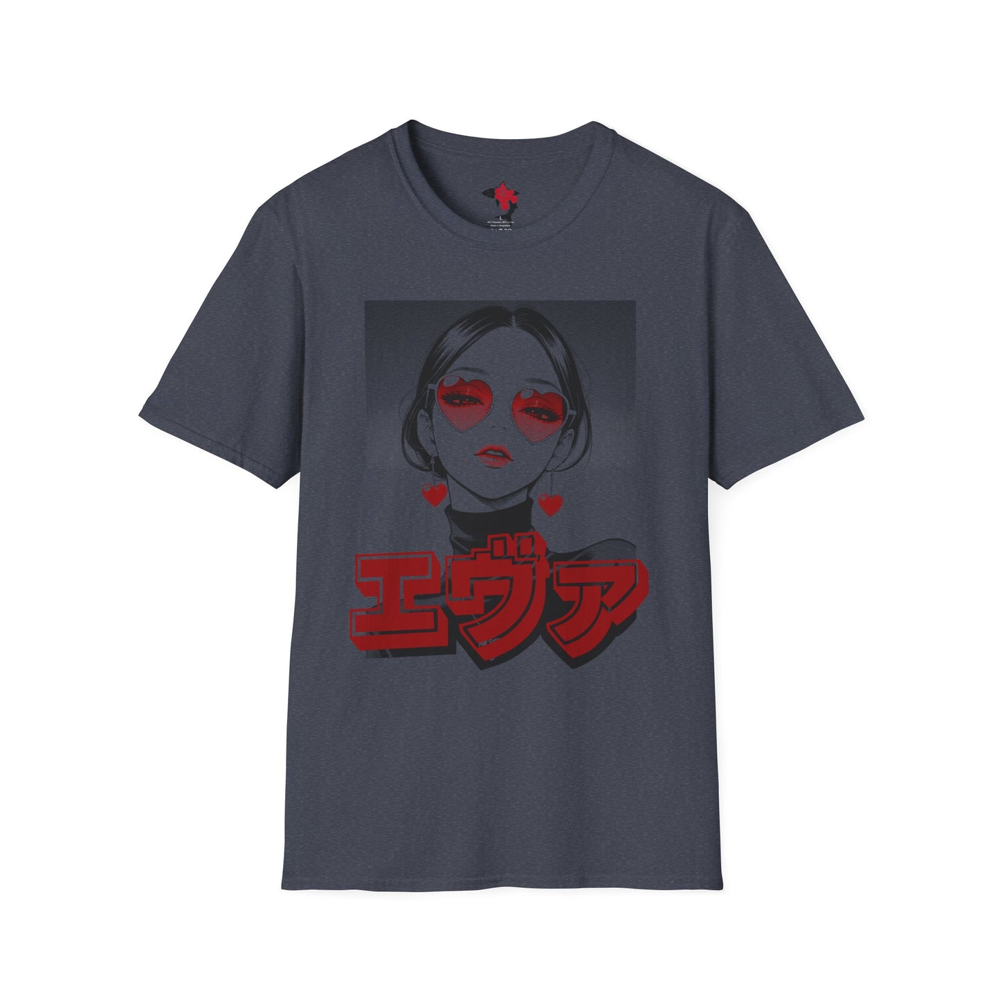 Saku Same - Eva - Anime Heart-Eyed Girl T-Shirt — Japanese Text Graphic Tee