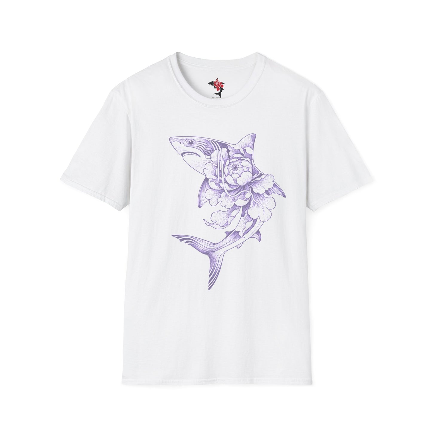 Saku Same - Blooming Shark T-Shirt - Lavender Peony Shark Graphic Tee