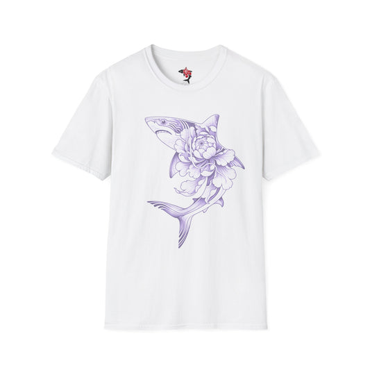 Saku Same - Blooming Shark T-Shirt - Lavender Peony Shark Graphic Tee