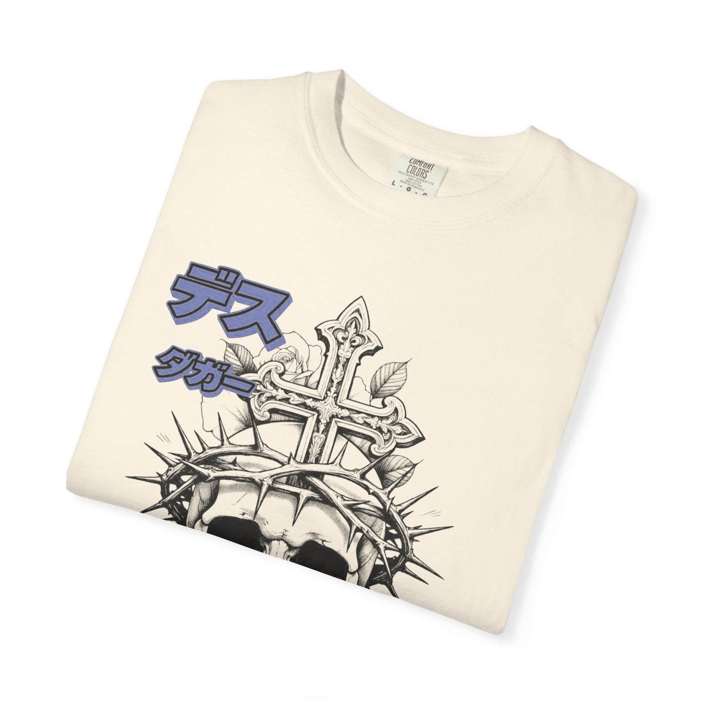 Saku Same - Skull & Rose T-Shirt Japanese Text Graphic Tee