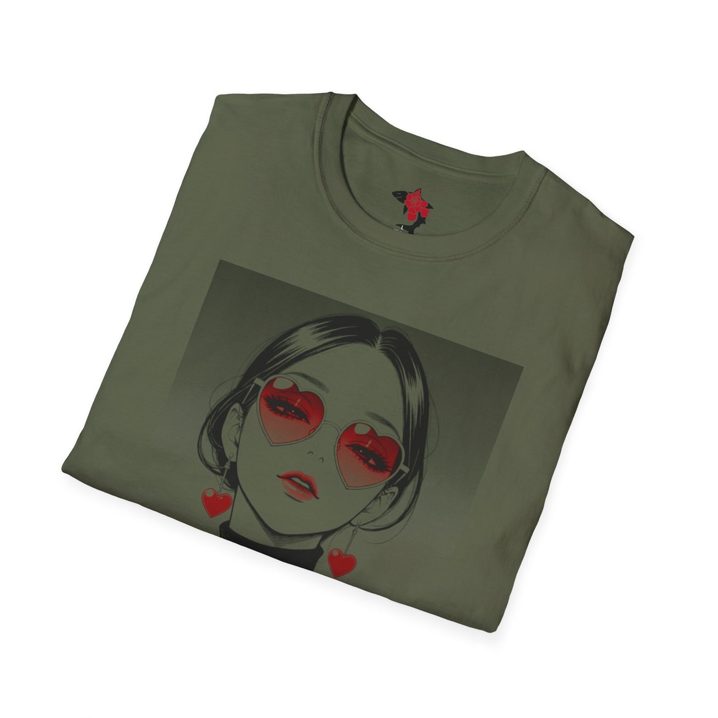 Saku Same - Eva - Anime Heart-Eyed Girl T-Shirt — Japanese Text Graphic Tee