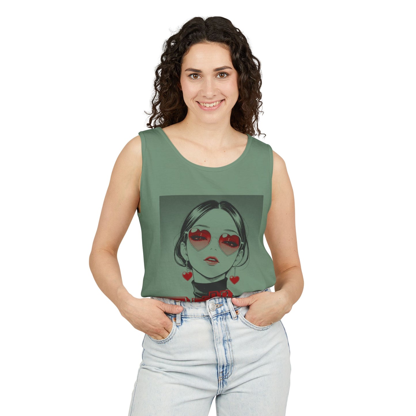 Saku Same - Eva - Anime Girl Graphic Tank — 'エヴァ' Retro Manga Portrait