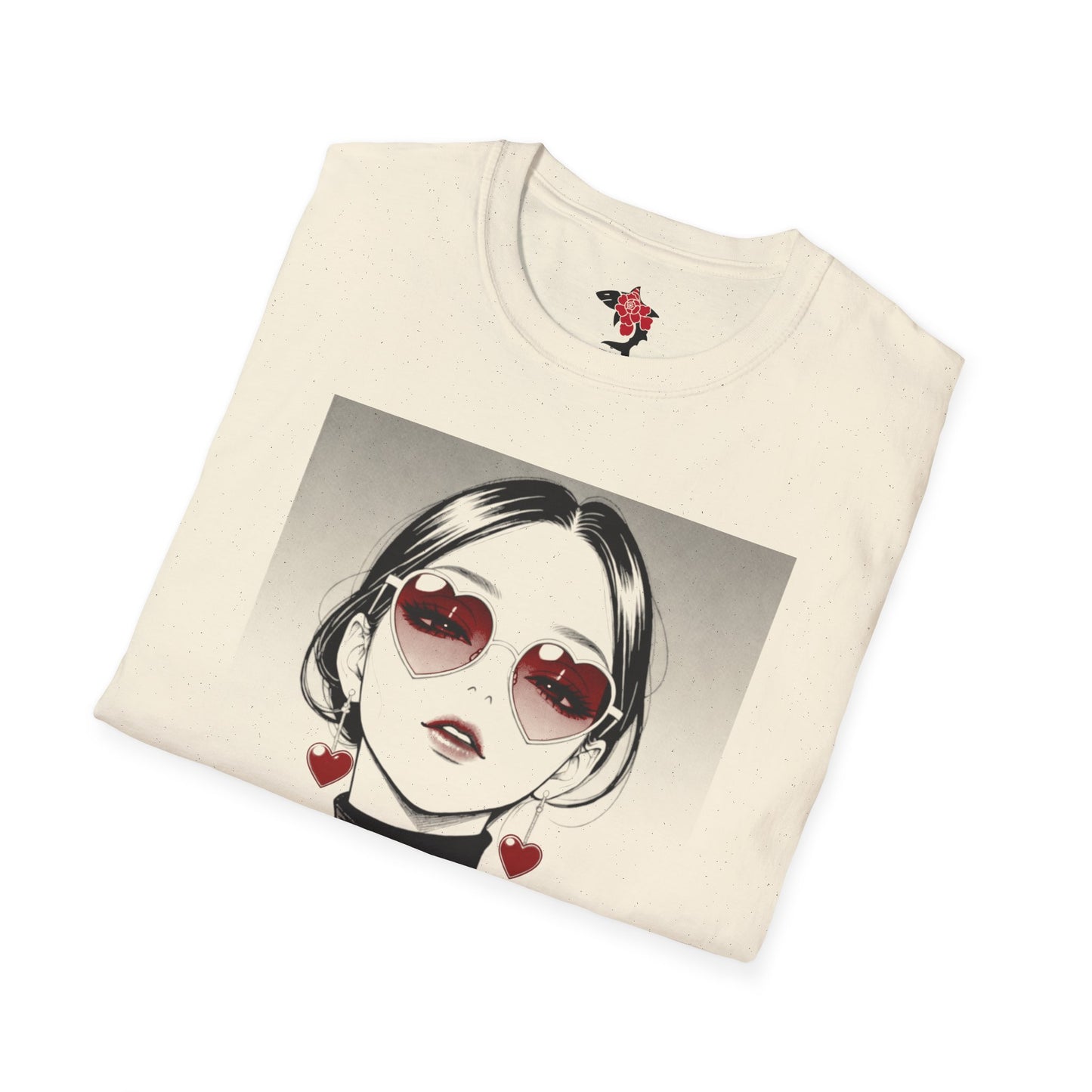 Saku Same - Eva - Anime Heart-Eyed Girl T-Shirt — Japanese Text Graphic Tee