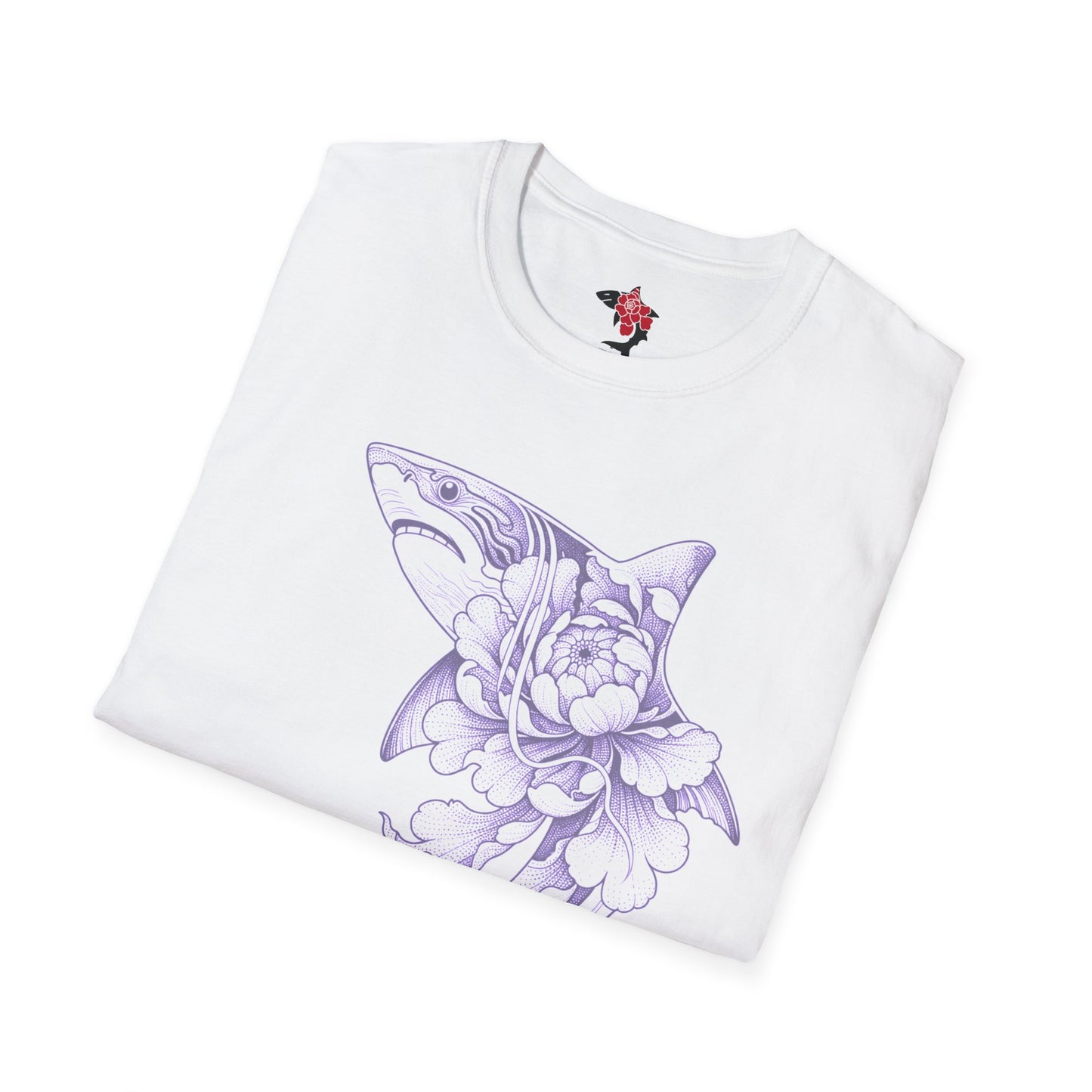 Saku Same - Blooming Shark T-Shirt - Lavender Peony Shark Graphic Tee