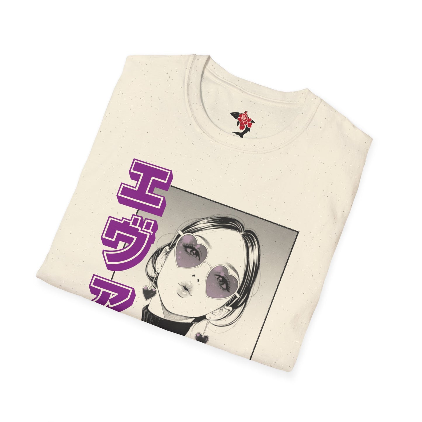 Saku Same - Eva - Anime Girl Portrait T-Shirt with Japanese Text Eva  (エヴァ) — Retro Cool Graphic Tee