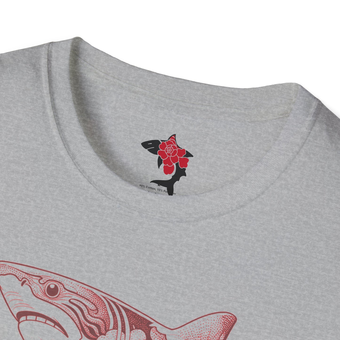 Saku Same - Blooming  Shark T-Shirt - Rose Tattoo Style Graphic Tee