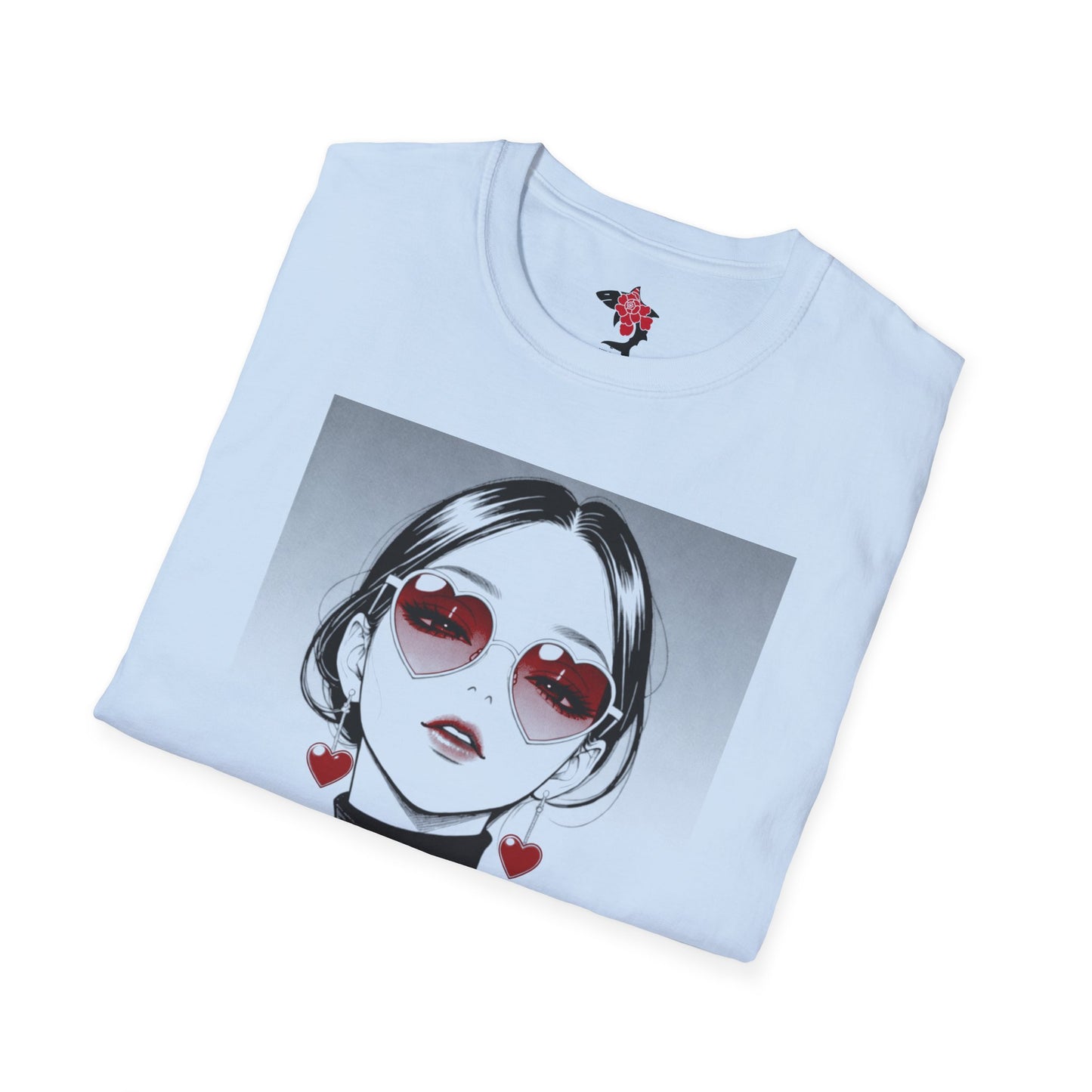 Saku Same - Eva - Anime Heart-Eyed Girl T-Shirt — Japanese Text Graphic Tee