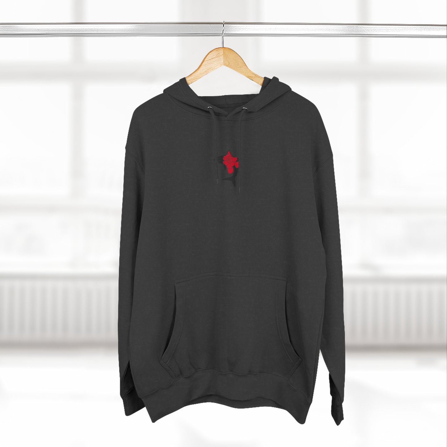 Saku Same - Eva - Anime Girl Graphic Hoodie with Japanese Text - Minimal Front Rose, Back Panel Art