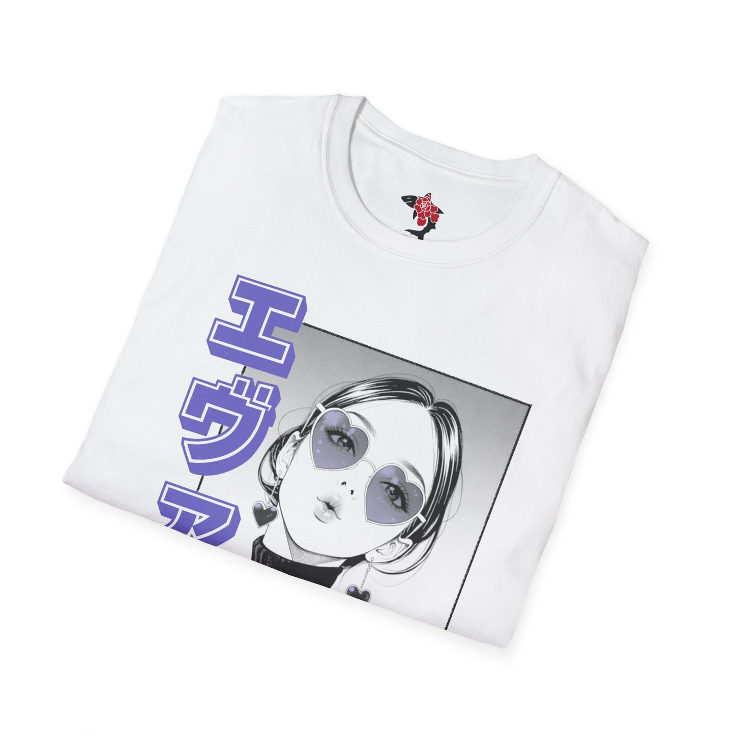 Saku Same - Eva - Anime Girl Graphic Tee with Japanese Text - Eva - 'エヴァ' Portrait T-Shirt