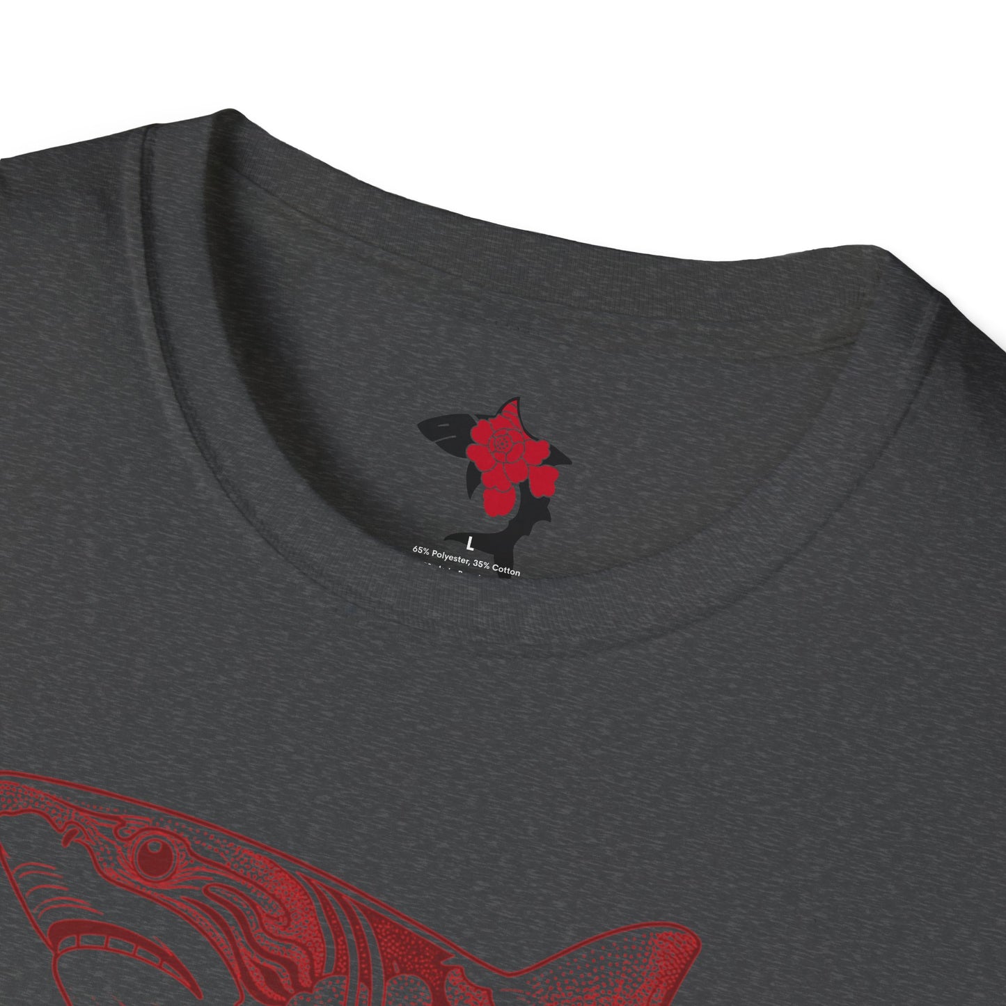 Saku Same - Blooming  Shark T-Shirt - Rose Tattoo Style Graphic Tee