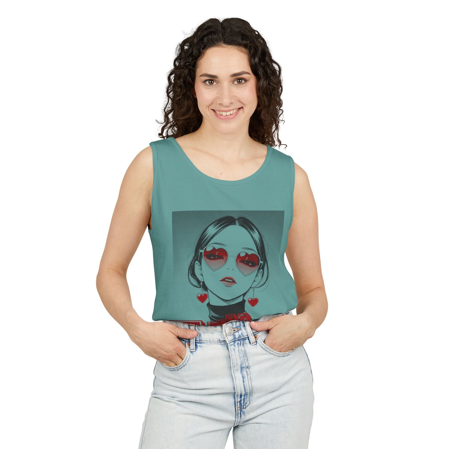 Saku Same - Eva - Anime Girl Graphic Tank — 'エヴァ' Retro Manga Portrait