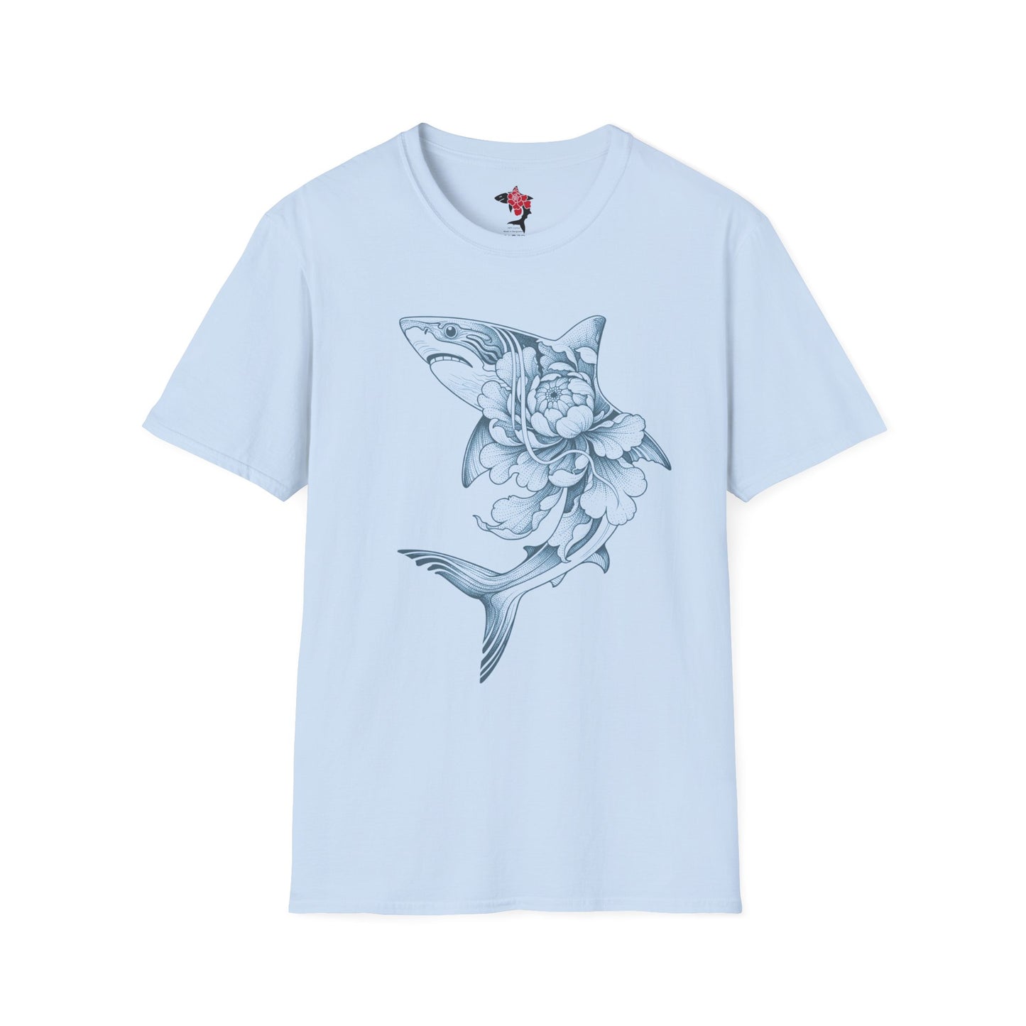 Saku Same - Blooming Shark Graphic Tee - Coastal Tattoo-Inspired T-Shirt