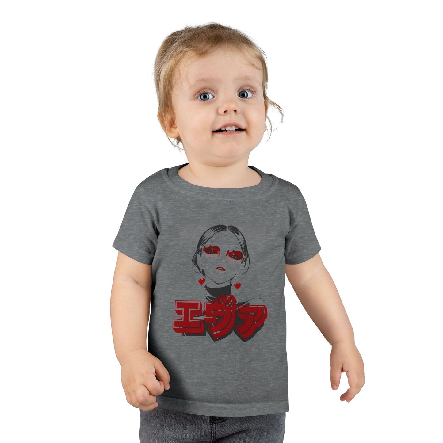 Toddler T-Shirt  - Saku Same - Eva - Edgy Anime Girl Graphic with Red Japanese Text (Eva)