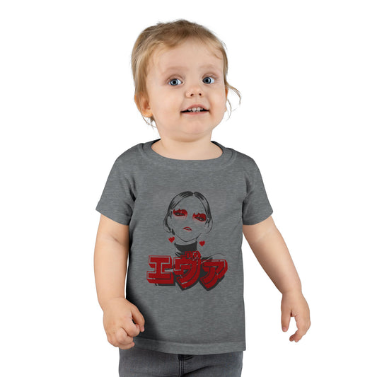 Toddler T-Shirt  - Saku Same - Eva - Edgy Anime Girl Graphic with Red Japanese Text (Eva)