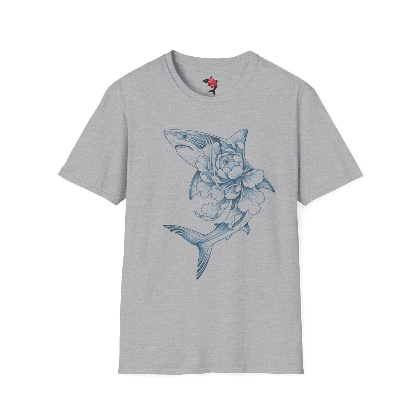 Saku Same - Blooming Shark Graphic Tee - Coastal Tattoo-Inspired T-Shirt