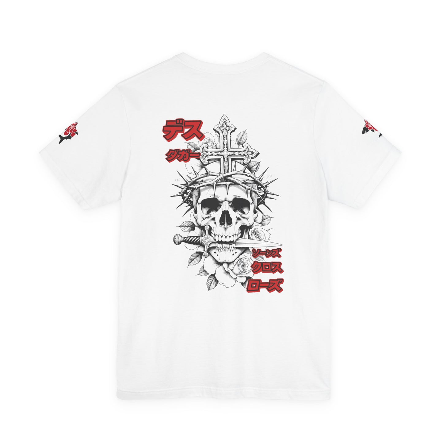 Saku Same - Skull & Rose Japanese Gothic Graphic T-Shirt