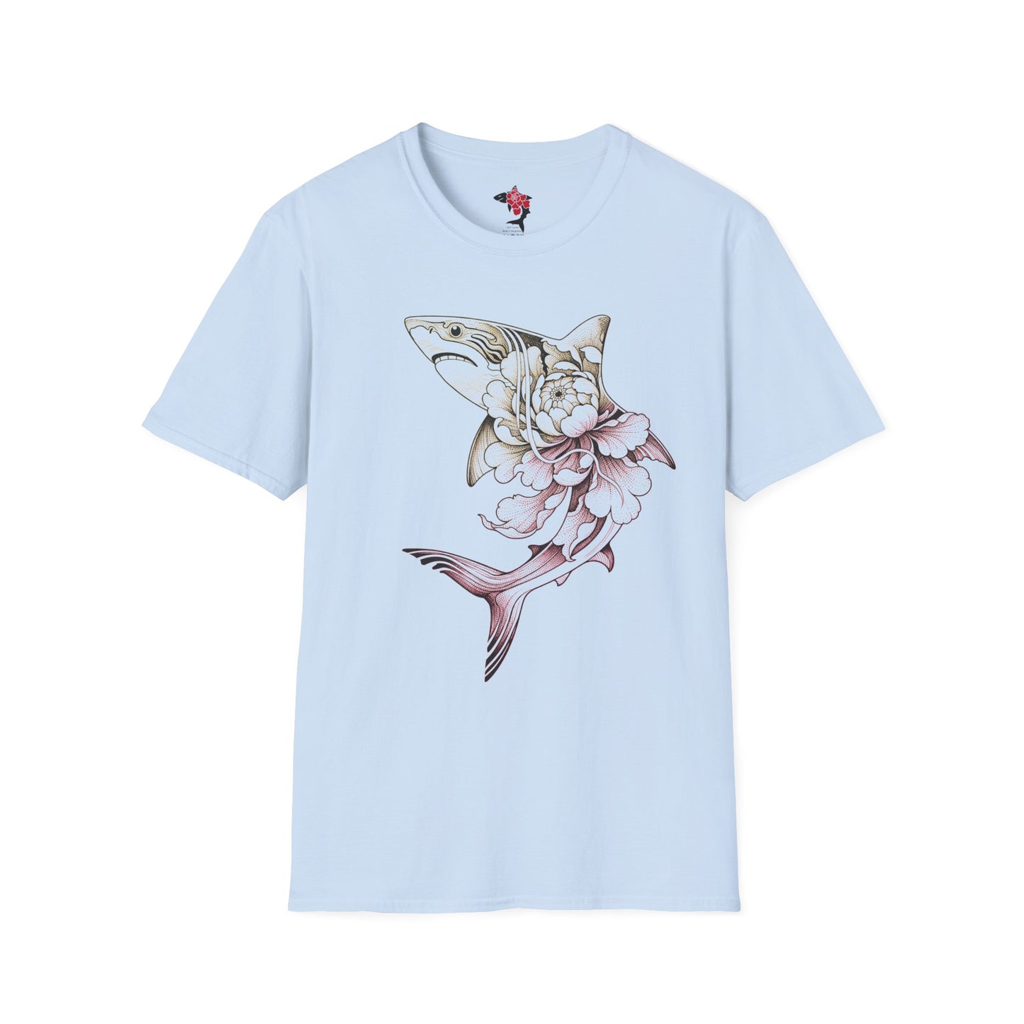 Saku Same - Blooming Shark Graphic T-Shirt - Pink Peony Shark Tee