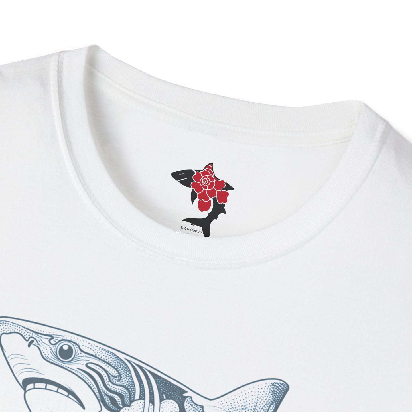 Saku Same - Blooming Shark Graphic Tee - Coastal Tattoo-Inspired T-Shirt