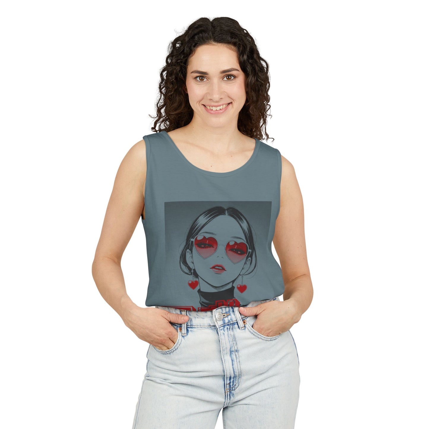 Saku Same - Eva - Anime Girl Graphic Tank — 'エヴァ' Retro Manga Portrait