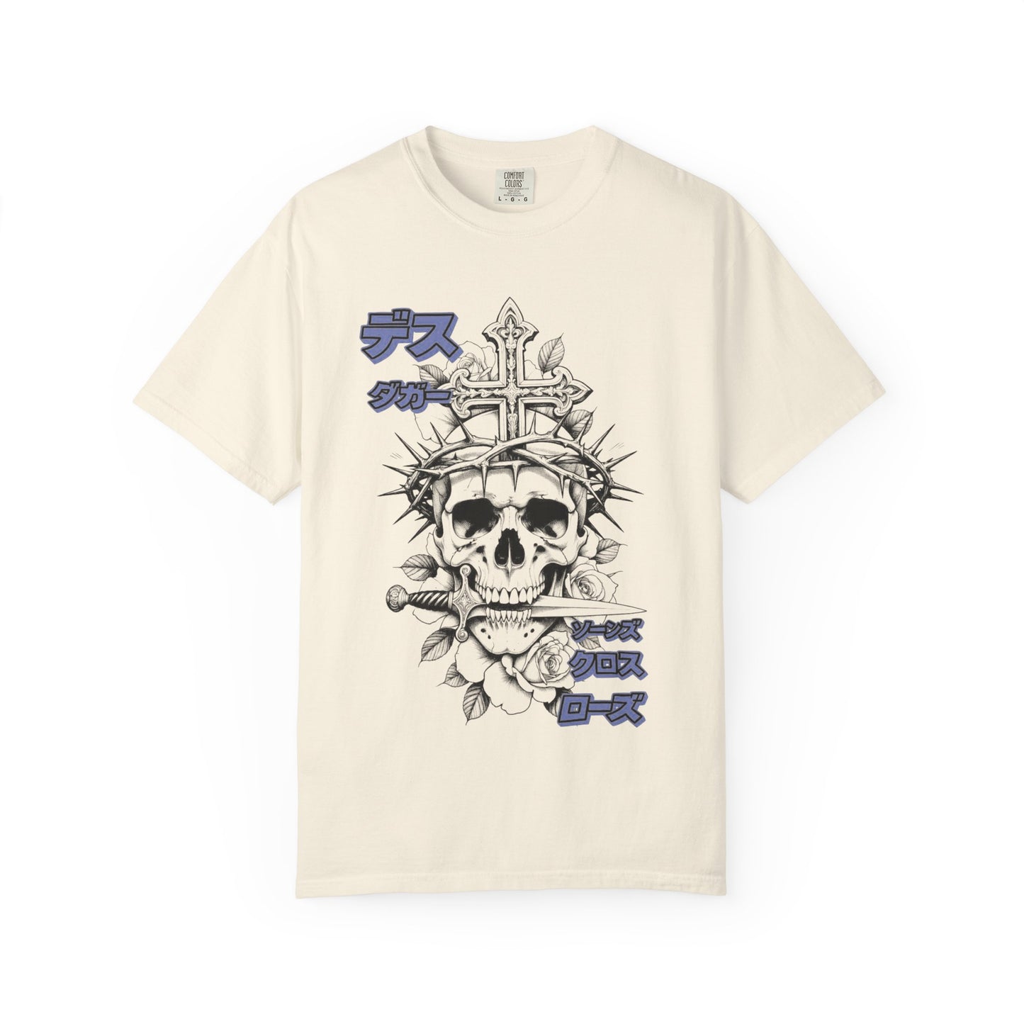 Saku Same - Skull & Rose T-Shirt Japanese Text Graphic Tee