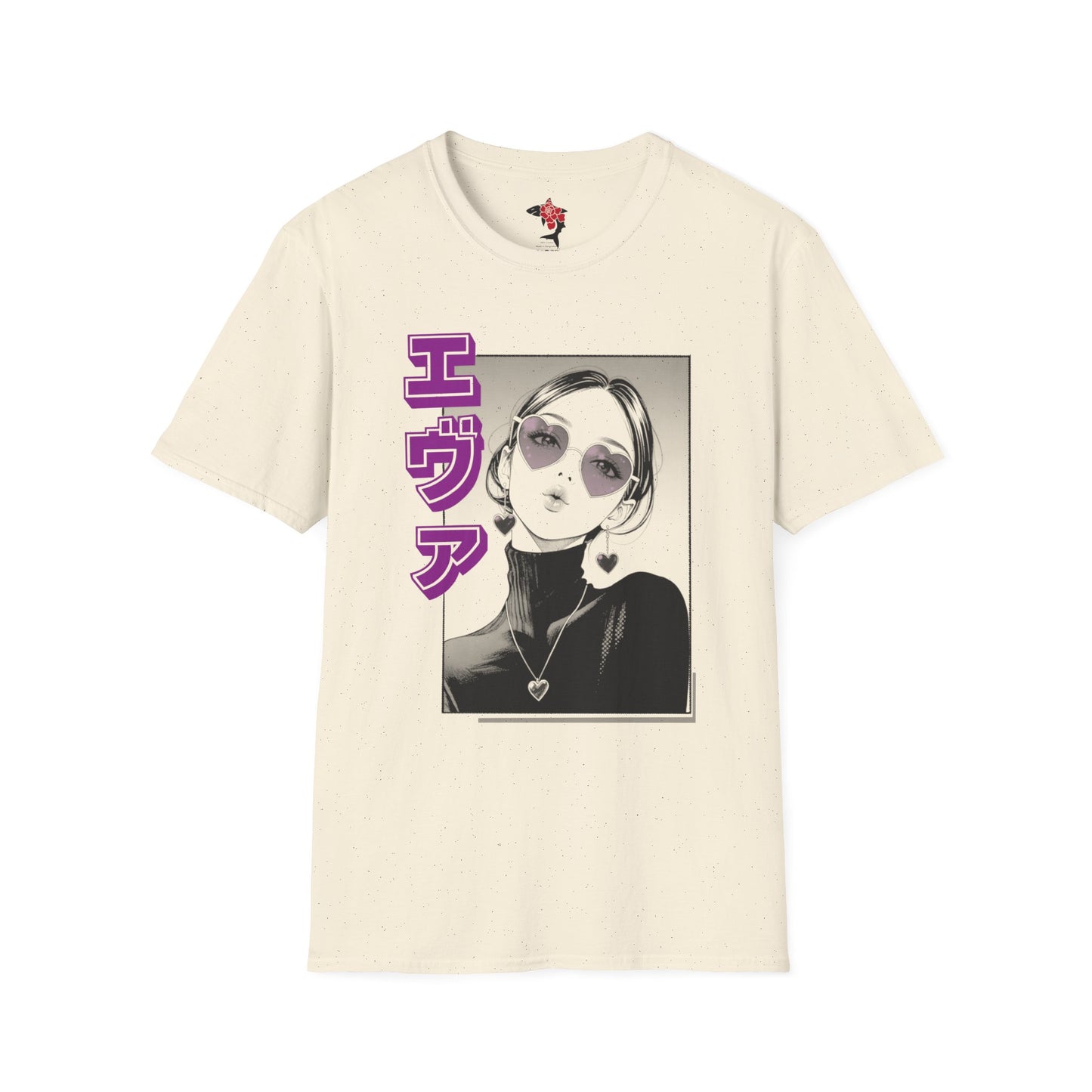 Saku Same - Eva - Anime Girl Portrait T-Shirt with Japanese Text Eva  (エヴァ) — Retro Cool Graphic Tee