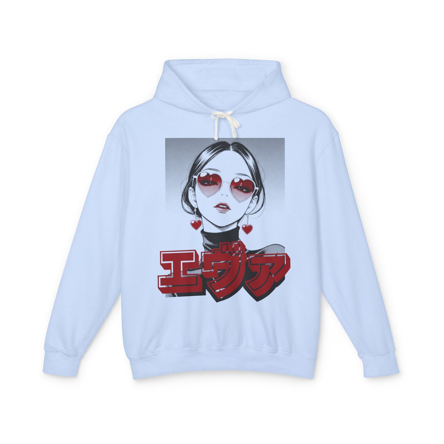 Sake Same -EVA -Anime Girl Heart Sunglasses Hoodie Retro Japanese Text Graphic Sweatshirt