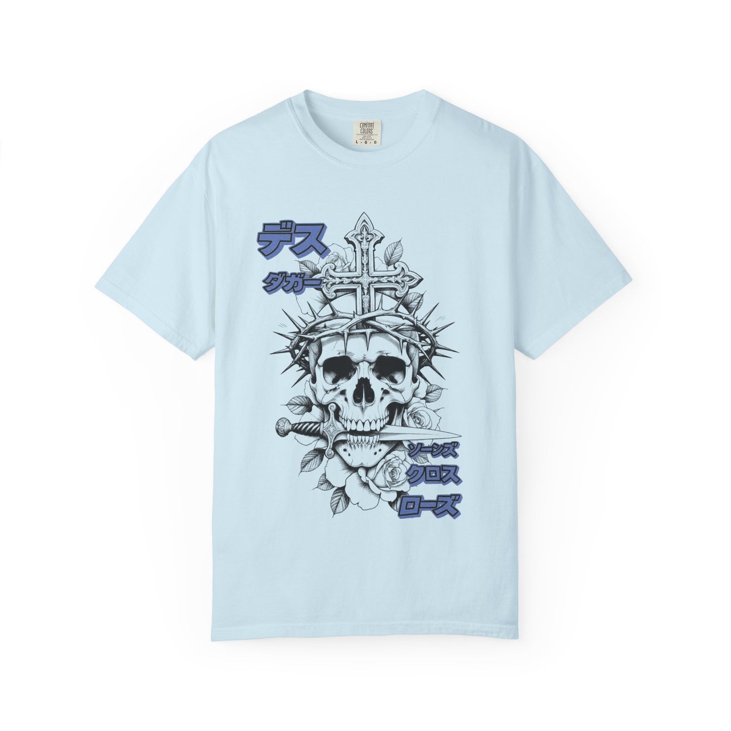 Saku Same - Skull & Rose T-Shirt Japanese Text Graphic Tee