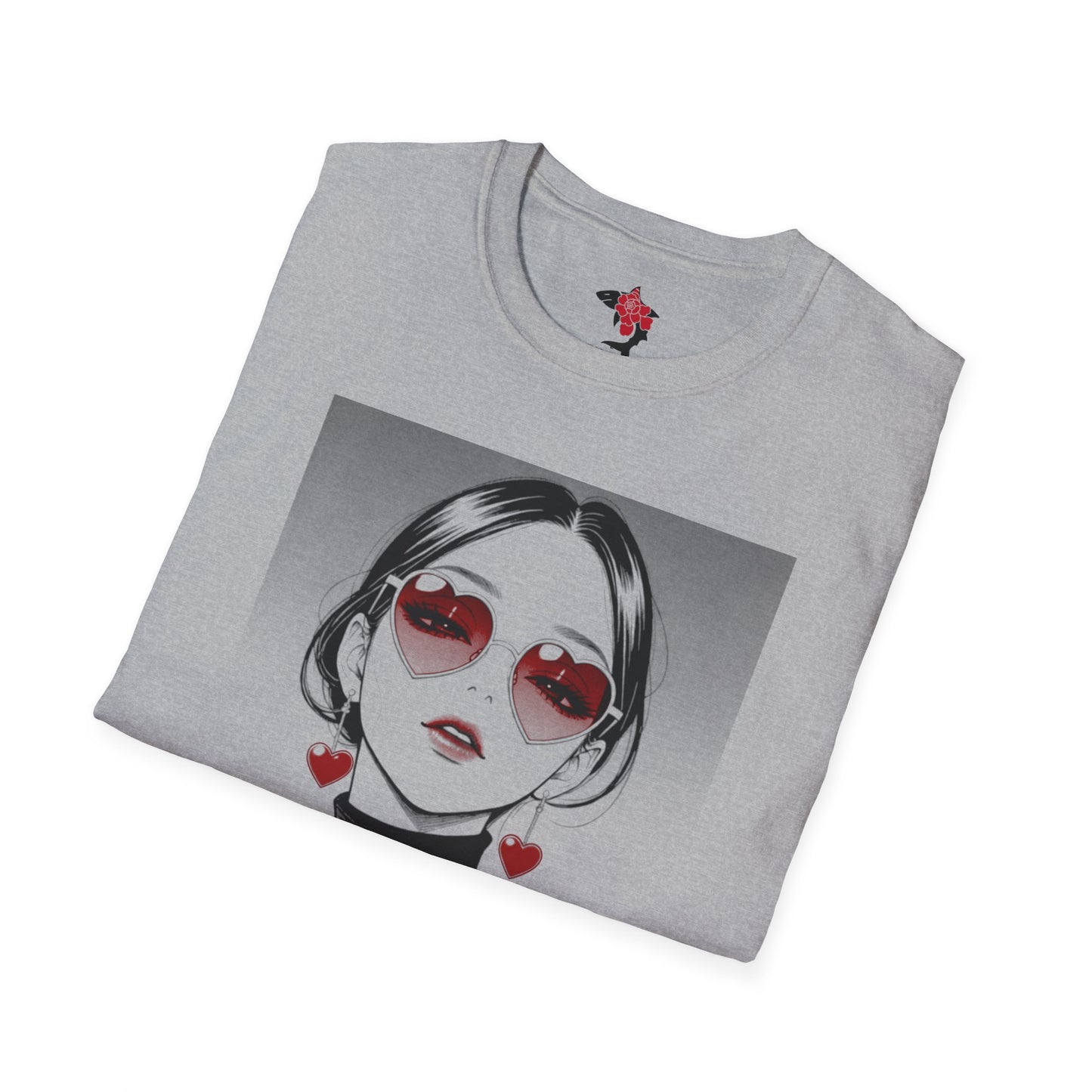 Saku Same - Eva - Anime Heart-Eyed Girl T-Shirt — Japanese Text Graphic Tee