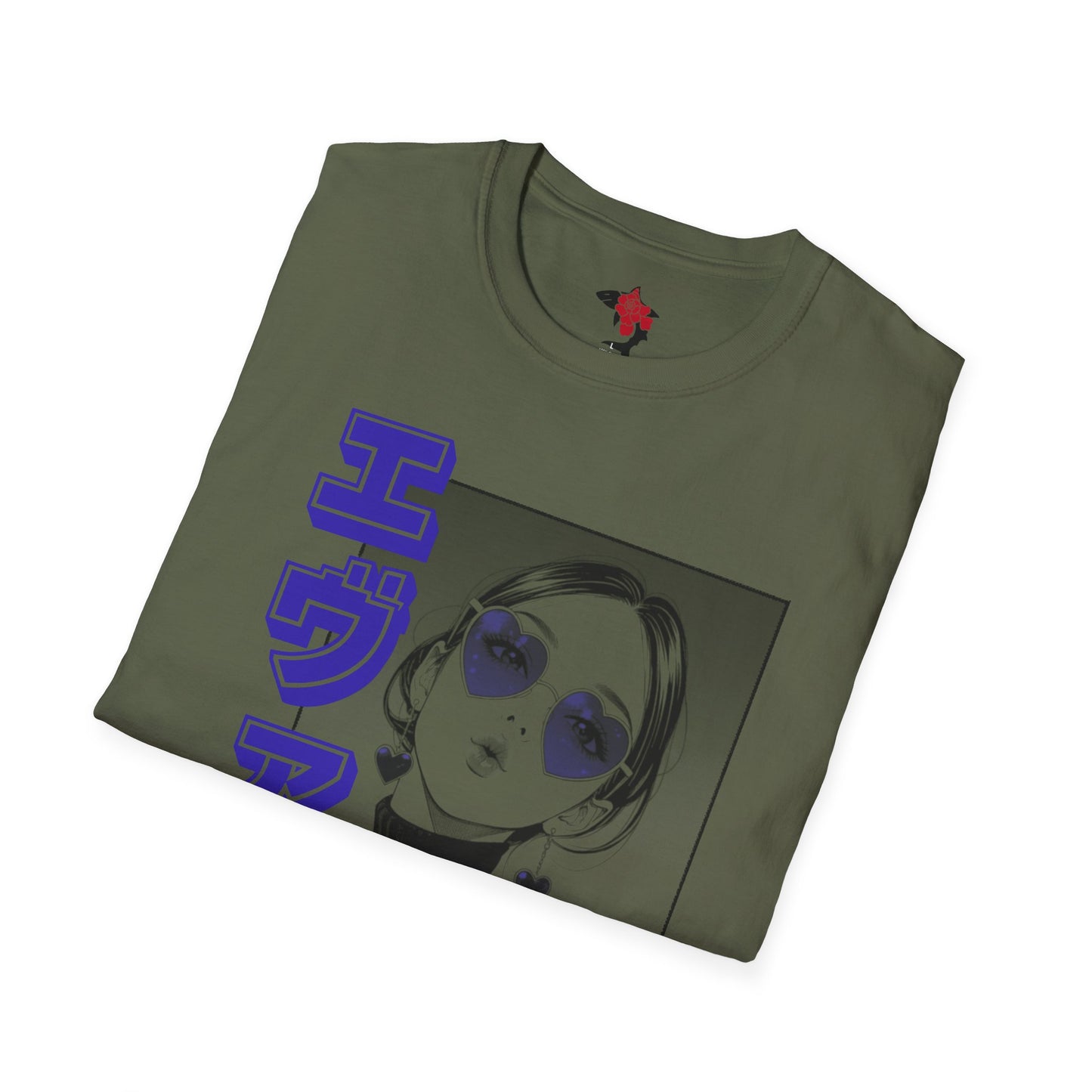 Saku Same - Eva - Anime Girl Graphic Tee with Japanese Text - Eva - 'エヴァ' Portrait T-Shirt