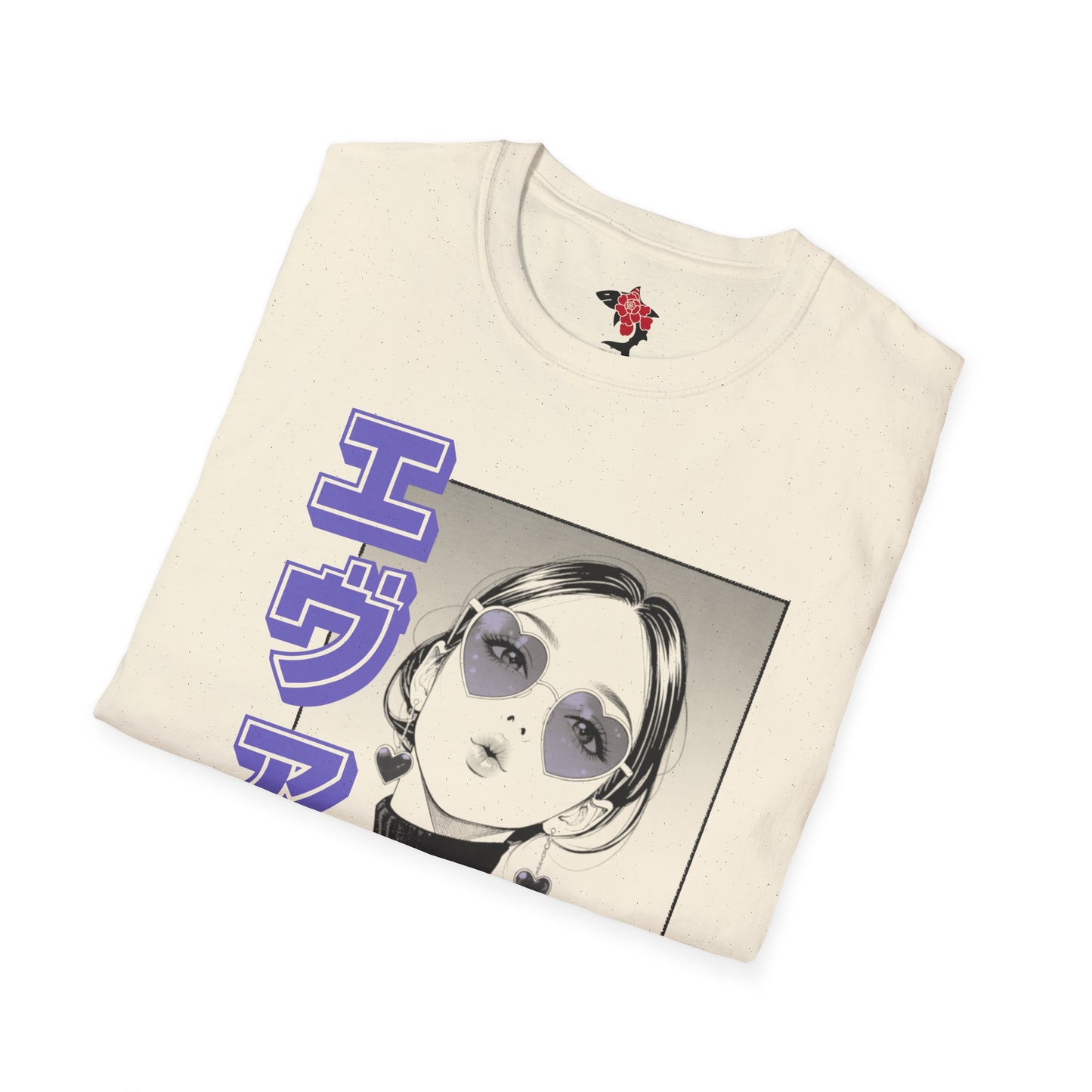 Saku Same - Eva - Anime Girl Graphic Tee with Japanese Text - Eva - 'エヴァ' Portrait T-Shirt