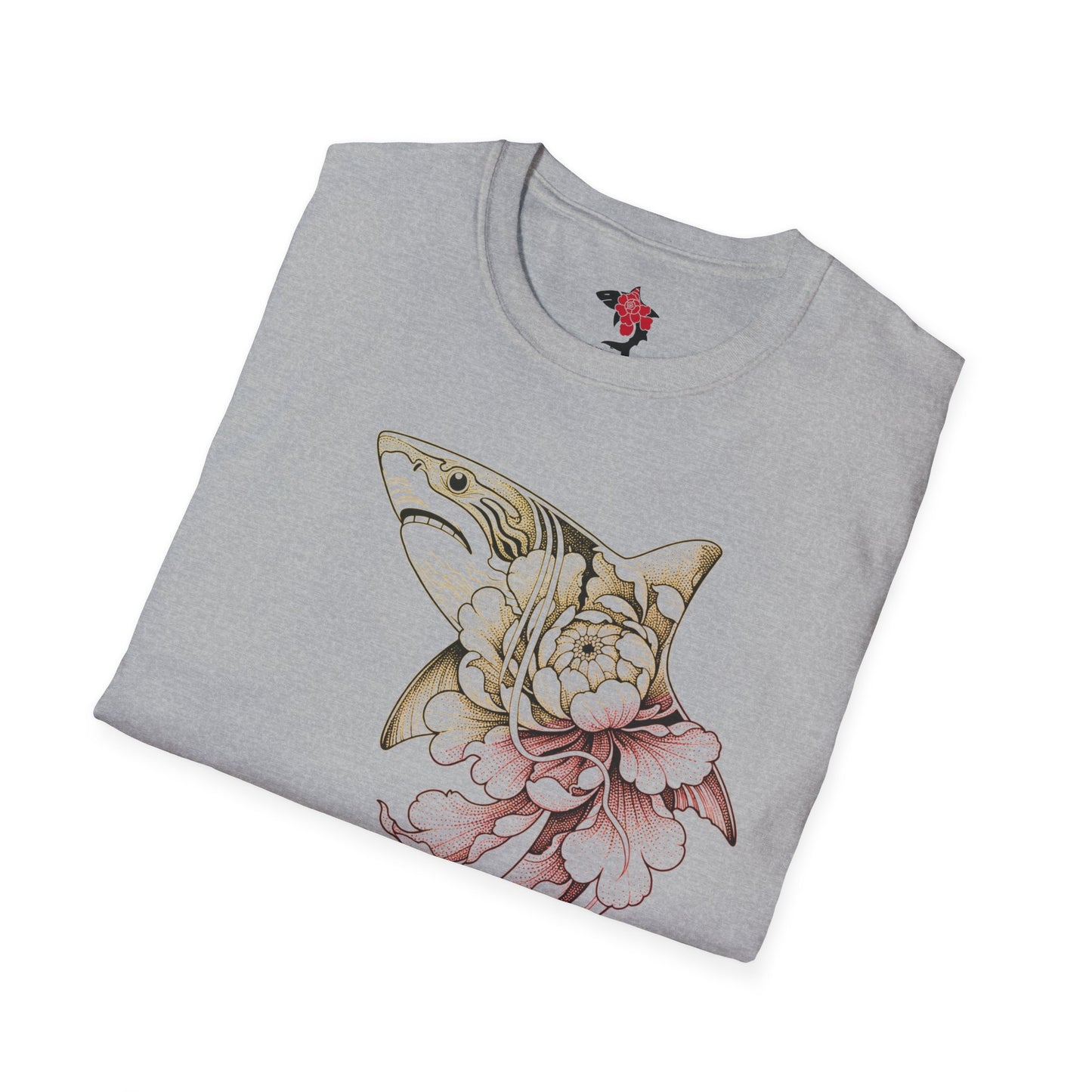 Saku Same - Blooming Shark Graphic T-Shirt - Pink Peony Shark Tee
