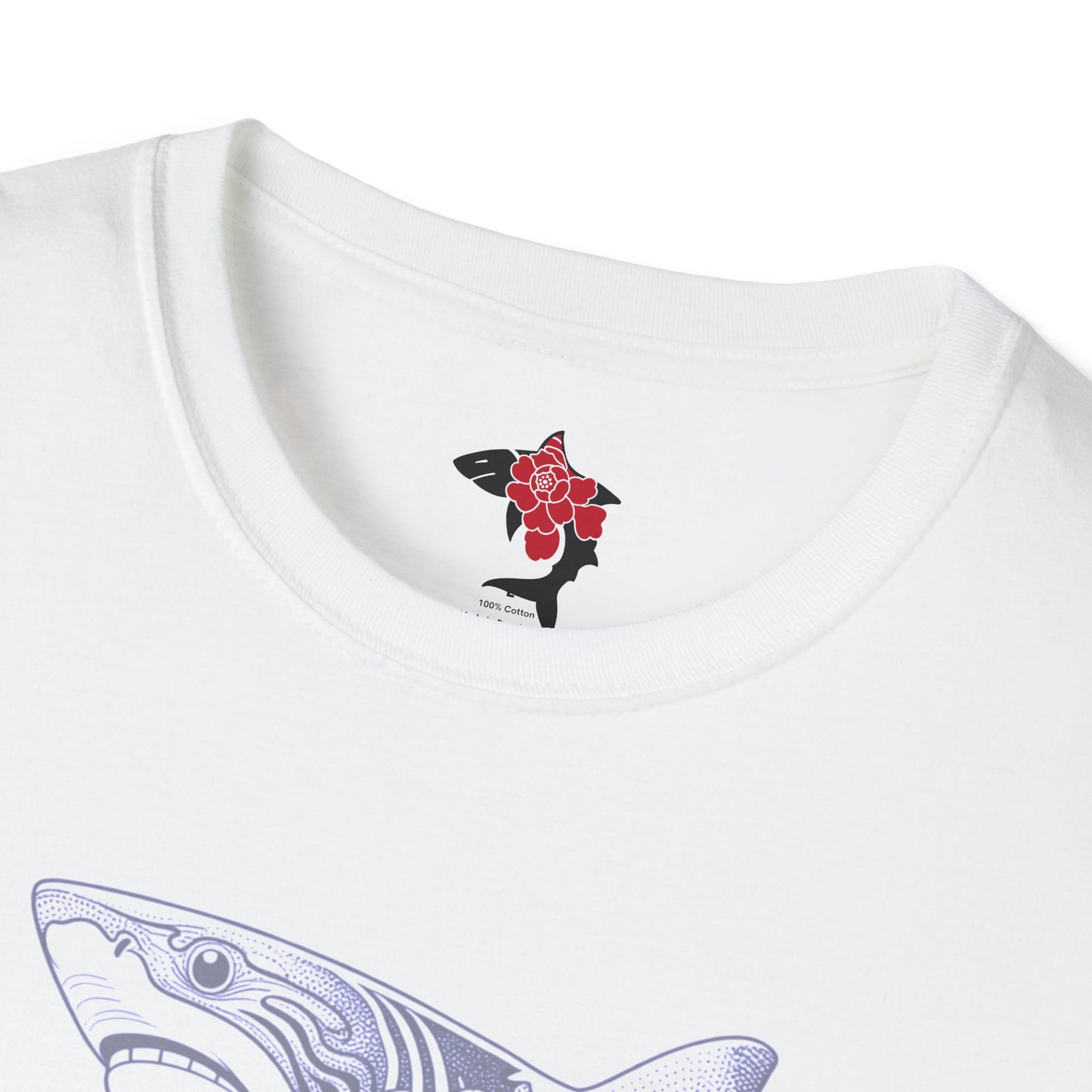 Saku Same - Floral Shark T-Shirt — Botanical Koi Shark Graphic Tee
