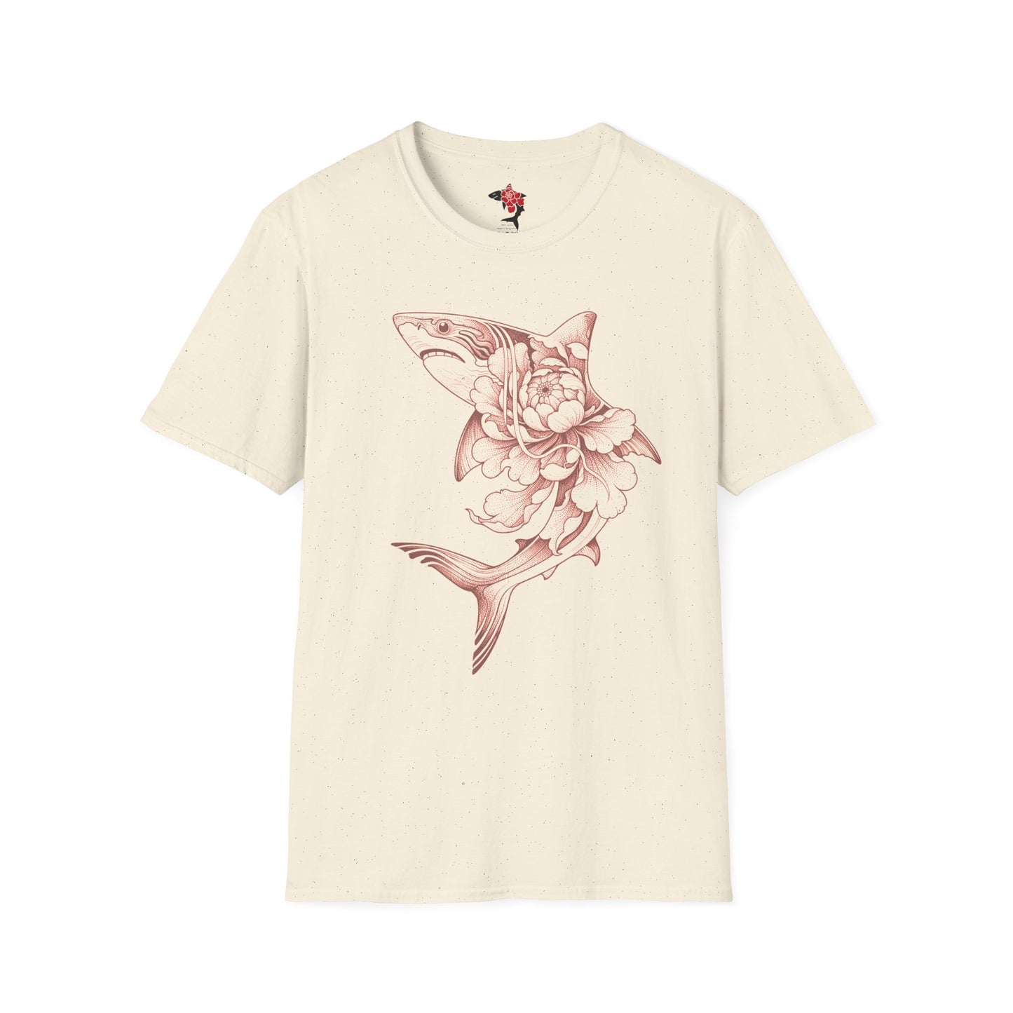 Saku Same - Blooming  Shark T-Shirt - Rose Tattoo Style Graphic Tee