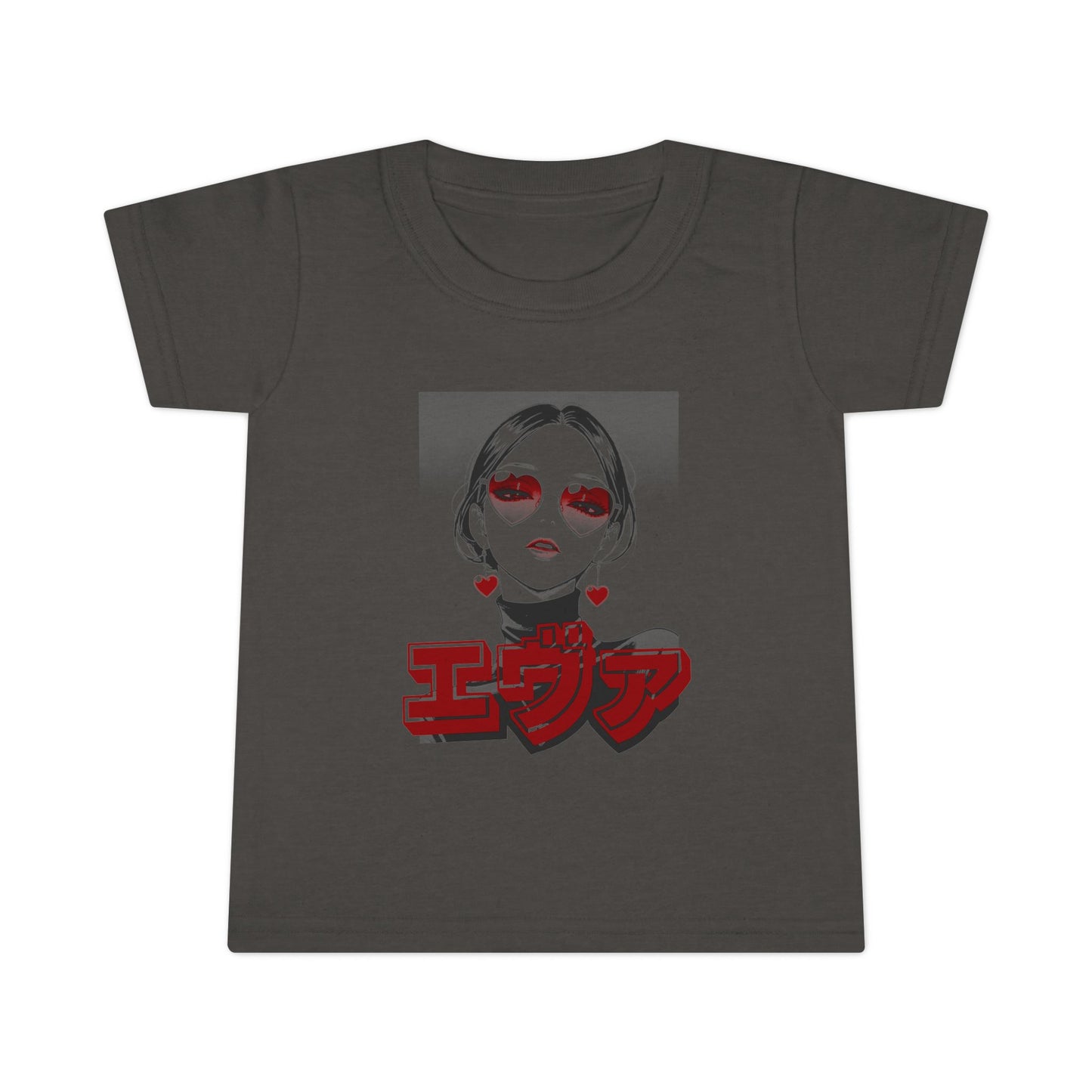 Toddler T-Shirt  - Saku Same - Eva - Edgy Anime Girl Graphic with Red Japanese Text (Eva)