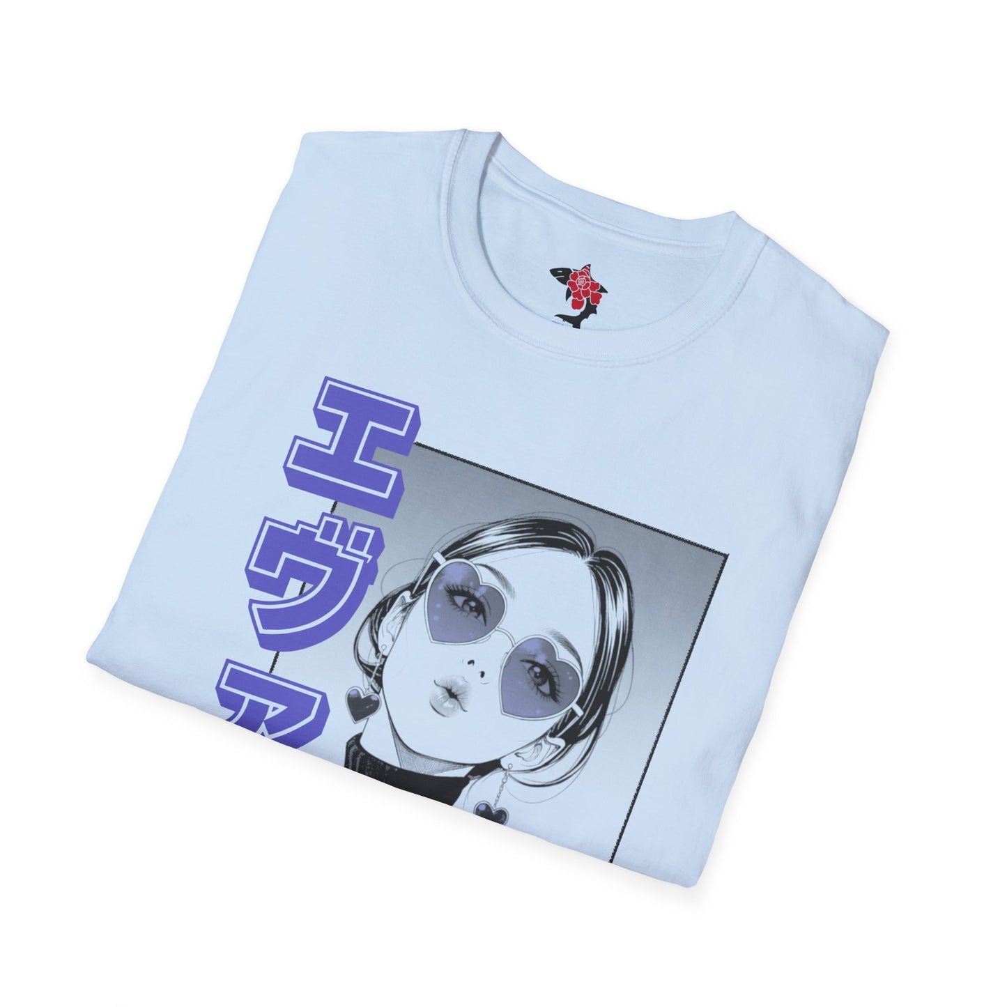 Saku Same - Eva - Anime Girl Graphic Tee with Japanese Text - Eva - 'エヴァ' Portrait T-Shirt