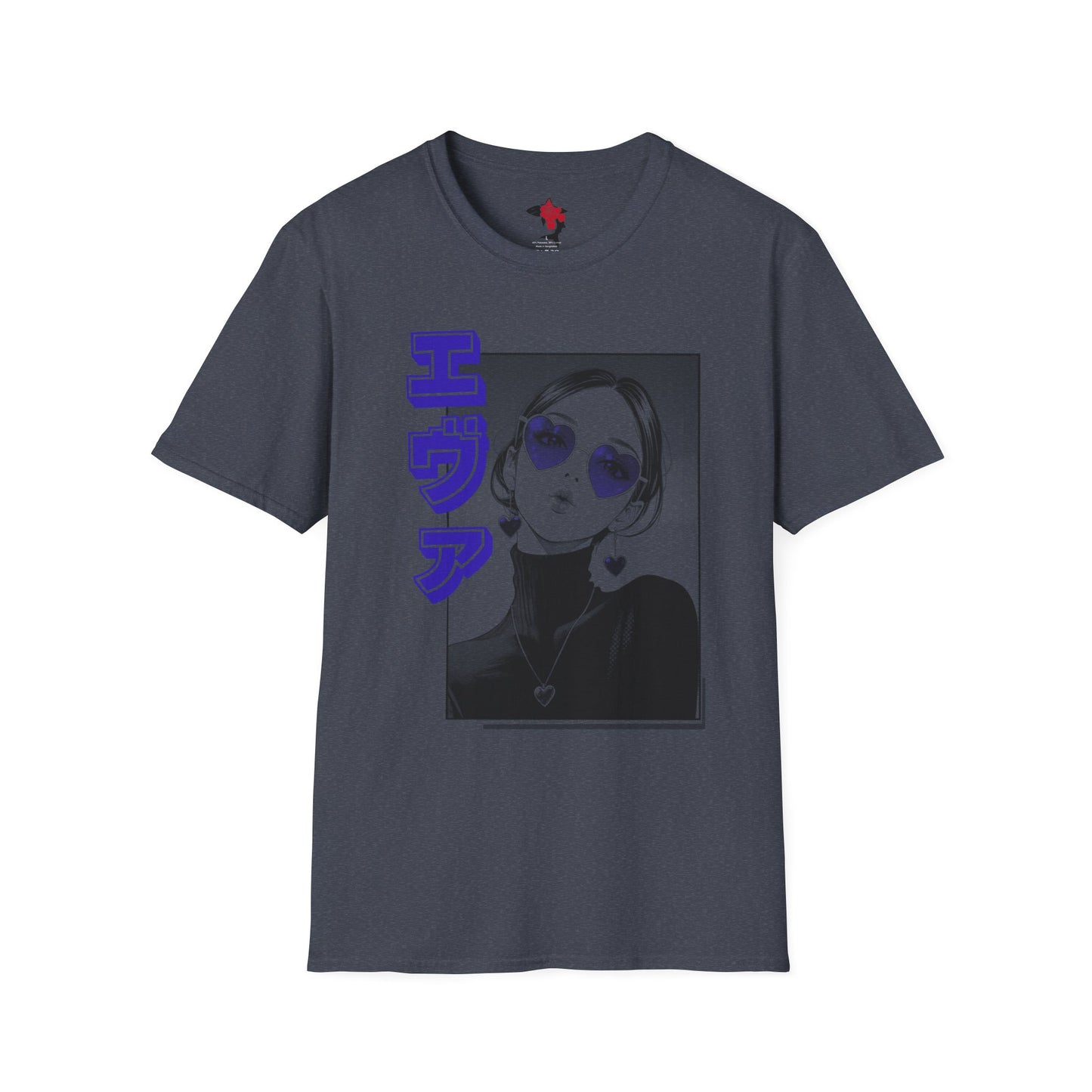 Saku Same - Eva - Anime Girl Graphic Tee with Japanese Text - Eva - 'エヴァ' Portrait T-Shirt