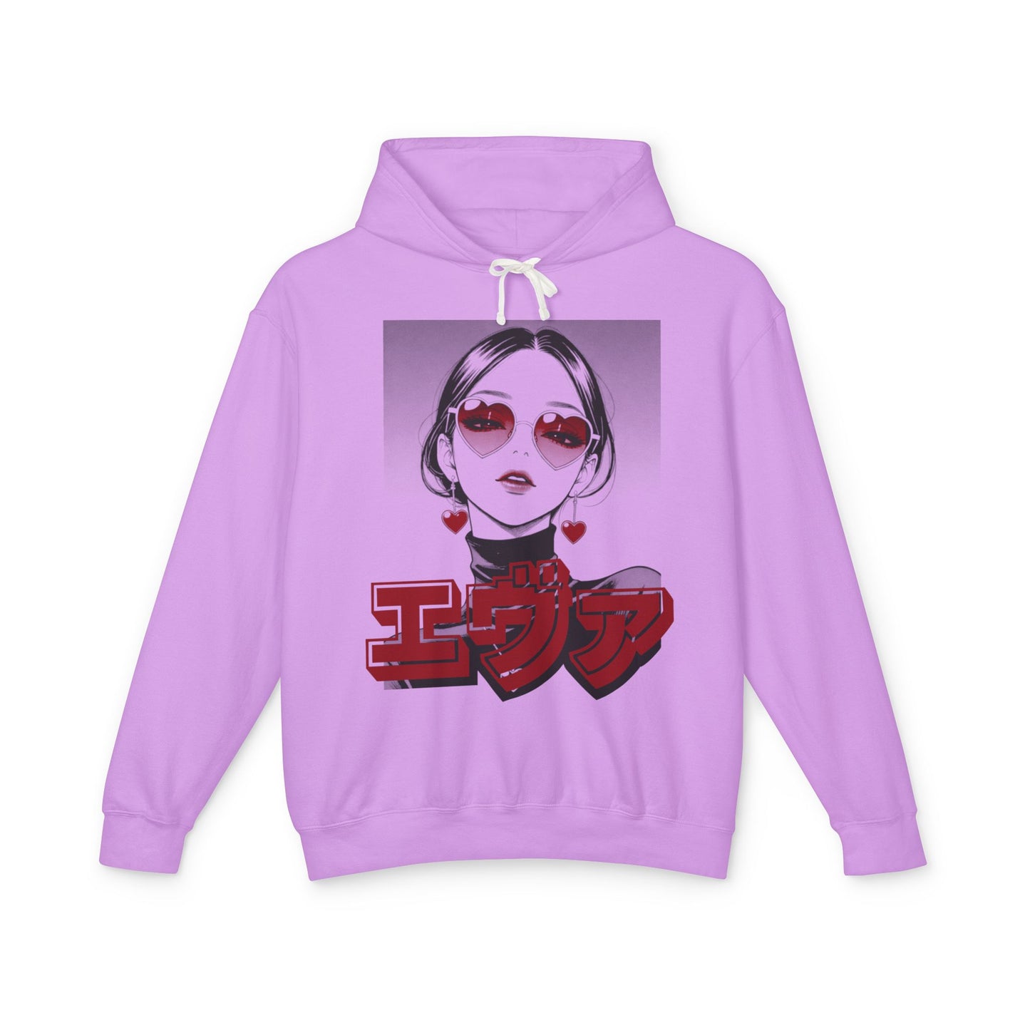 Sake Same -EVA -Anime Girl Heart Sunglasses Hoodie Retro Japanese Text Graphic Sweatshirt