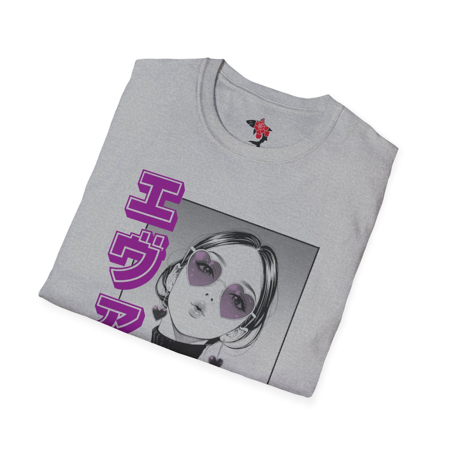 Saku Same - Eva - Anime Girl Portrait T-Shirt with Japanese Text Eva  (エヴァ) — Retro Cool Graphic Tee
