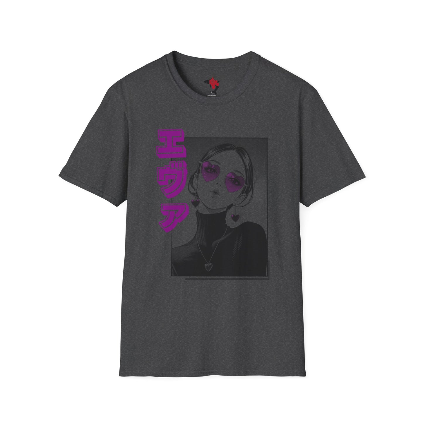 Saku Same - Eva - Anime Girl Portrait T-Shirt with Japanese Text Eva  (エヴァ) — Retro Cool Graphic Tee