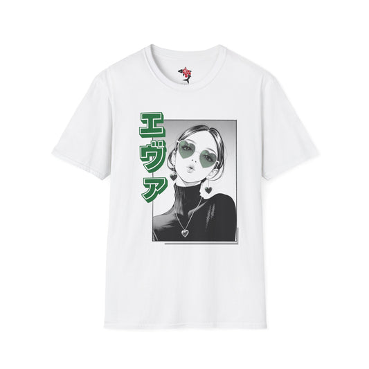 Saku Same - Eva - Anime Girl Graphic Tee with Japanese Text — 'Eva' Retro Aesthetic T-Shirt