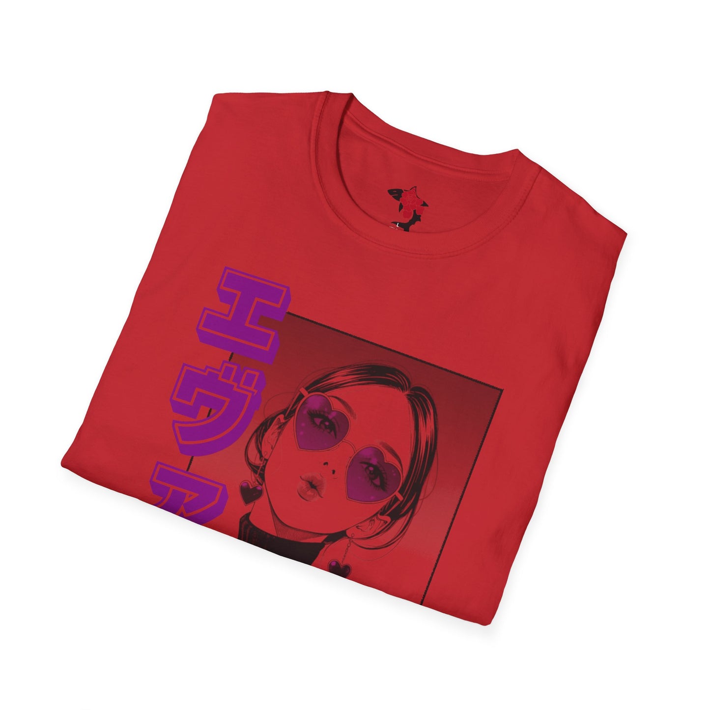 Saku Same - Eva - Anime Girl Portrait T-Shirt with Japanese Text Eva  (エヴァ) — Retro Cool Graphic Tee