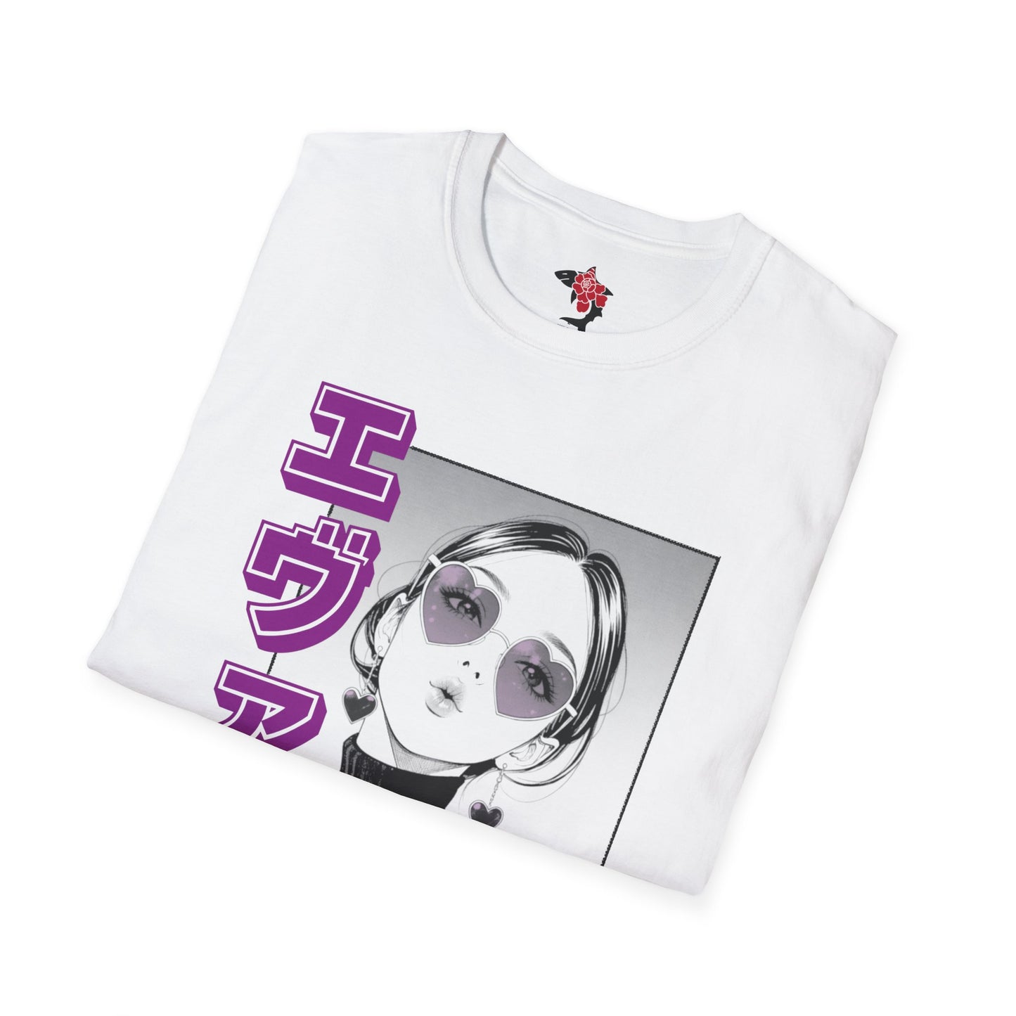 Saku Same - Eva - Anime Girl Portrait T-Shirt with Japanese Text Eva  (エヴァ) — Retro Cool Graphic Tee