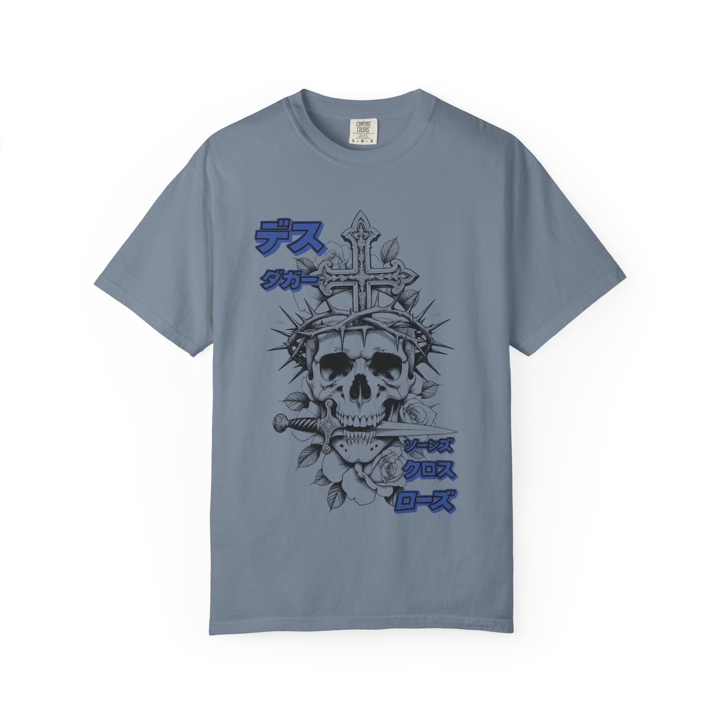 Saku Same - Skull & Rose T-Shirt Japanese Text Graphic Tee