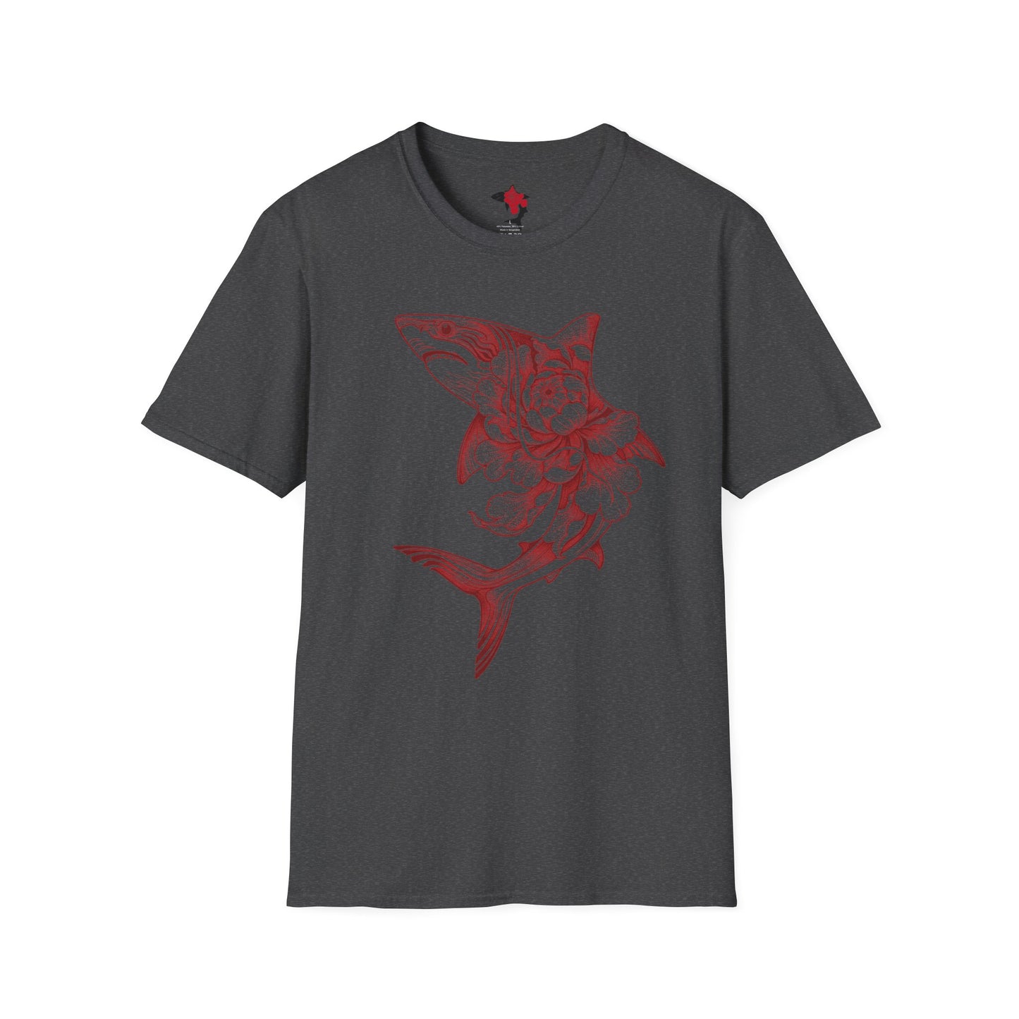 Saku Same - Blooming  Shark T-Shirt - Rose Tattoo Style Graphic Tee