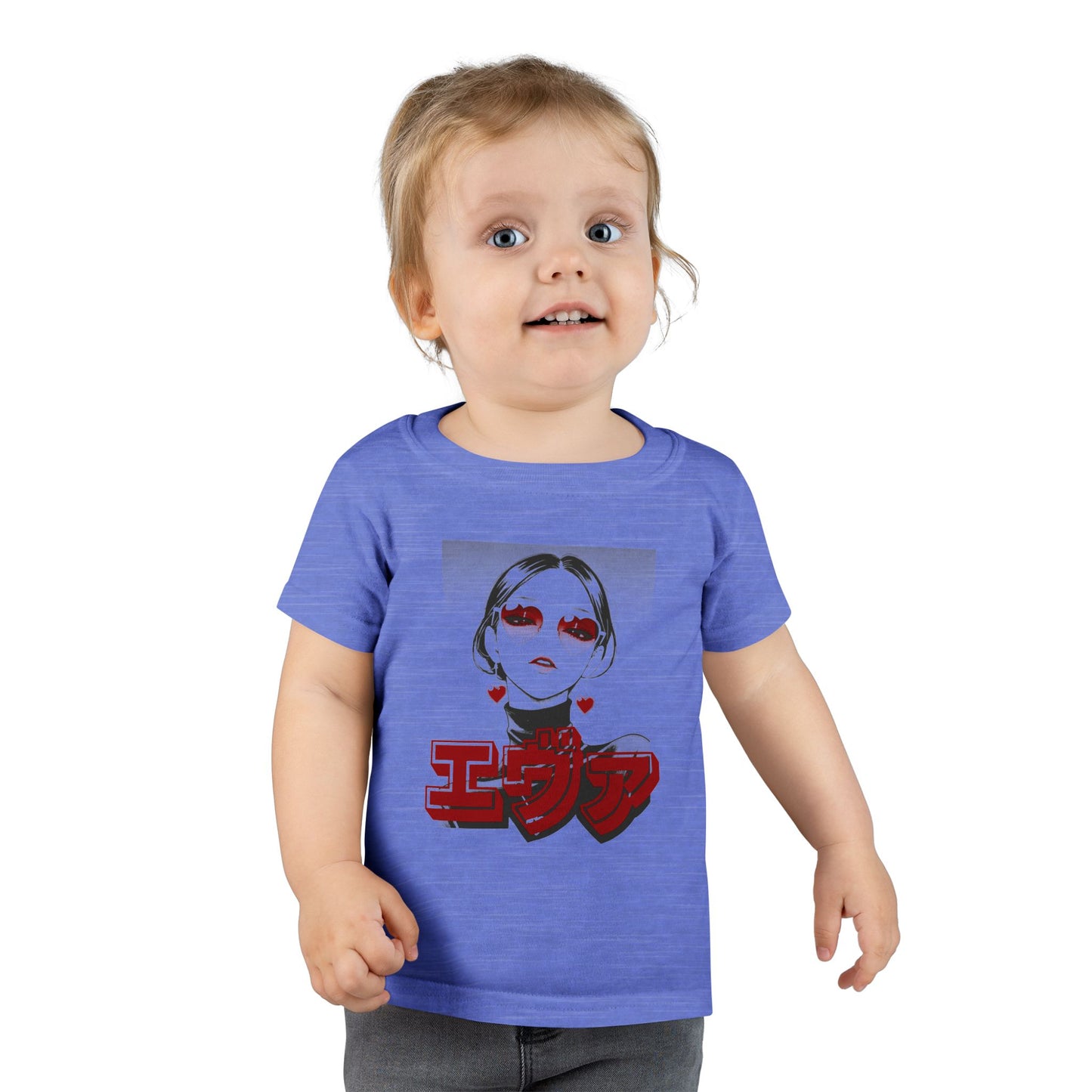 Toddler T-Shirt  - Saku Same - Eva - Edgy Anime Girl Graphic with Red Japanese Text (Eva)