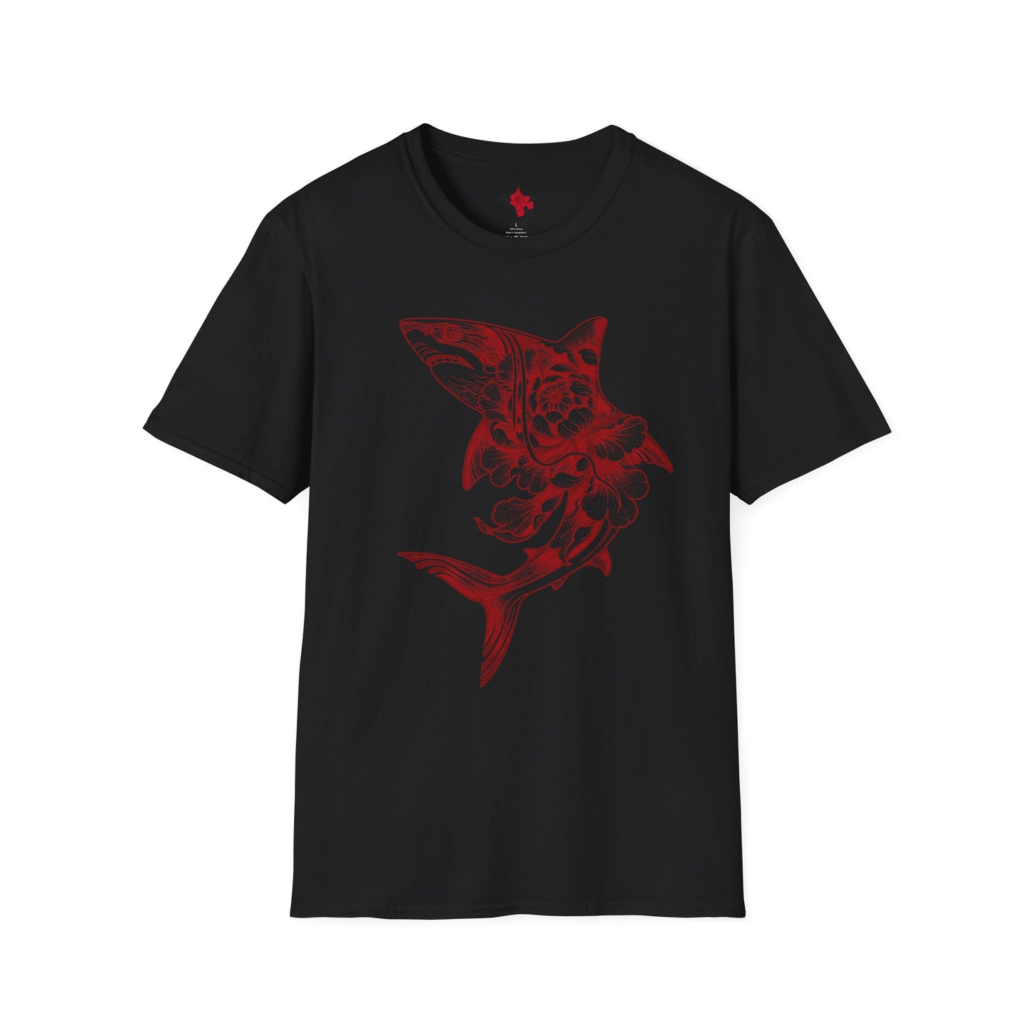 Saku Same - Blooming  Shark T-Shirt - Rose Tattoo Style Graphic Tee